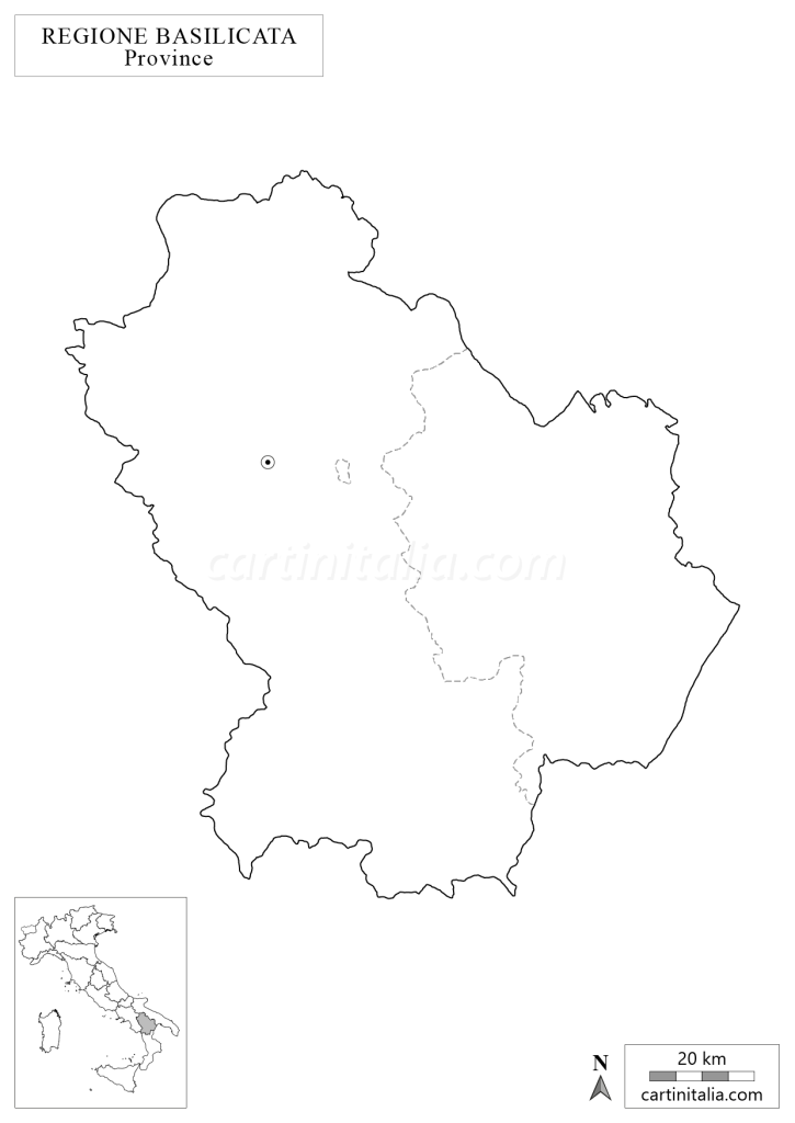 Cartina muta della Basilicata da stampare e aggiungere nomi