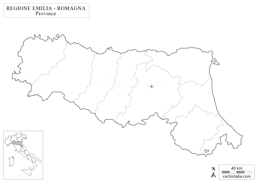Cartina muta della Emilia Romagna da stampare e aggiungere nomi