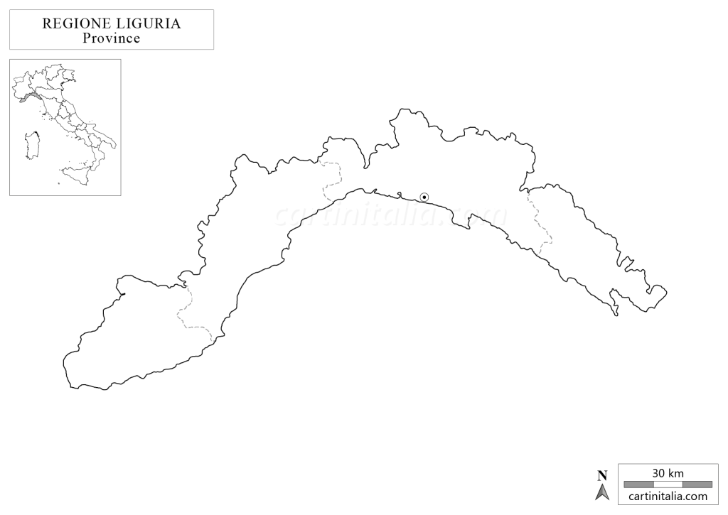 Cartina muta della Liguria da stampare e aggiungere nomi